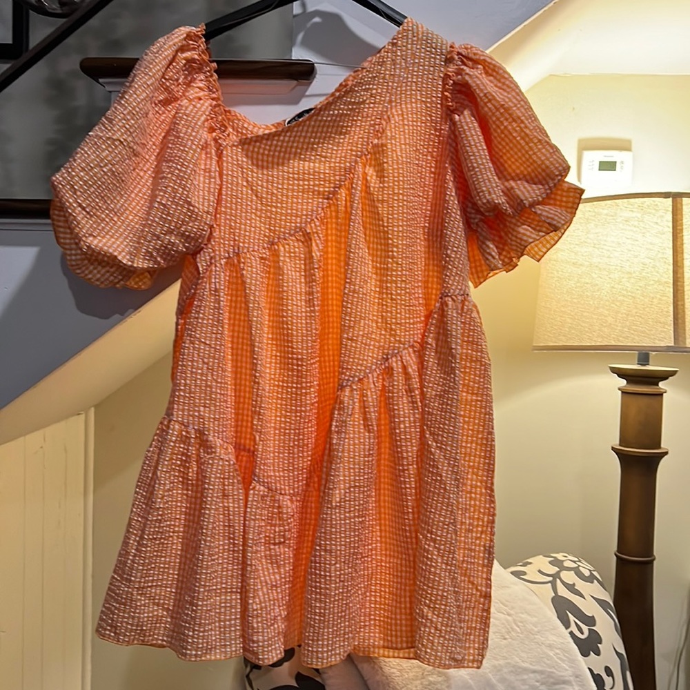 Orange and white gingham Simplee dress